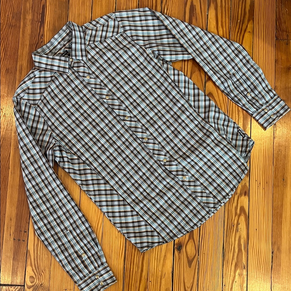 Prana Men's Plaid Button-Down Shirt - Blue and Brown